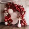 Red Balloon Garland Kits - Double Stuffed Red Balloons Arch Different Sizes 18In 12In 5In Translucent Wine Red Balloon Arch